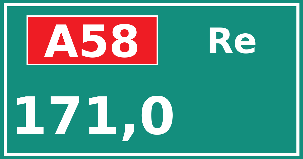 Hectometerbord A58 171,0 zijde Re