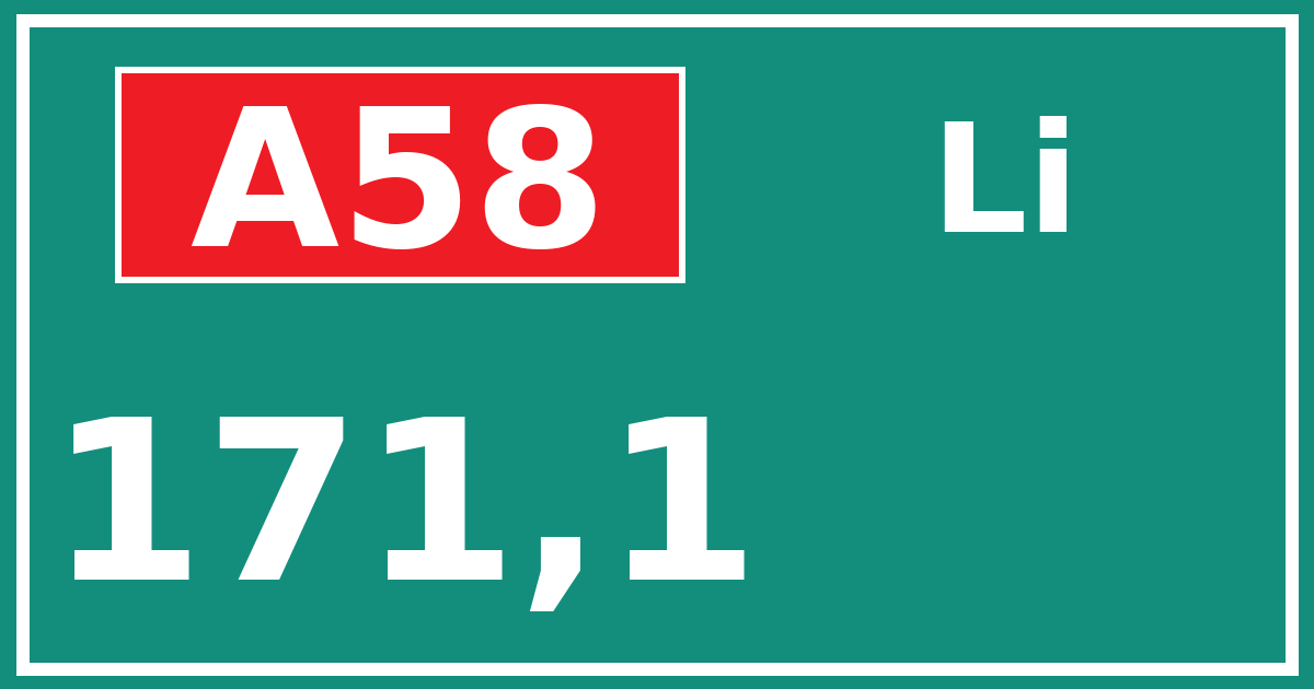 Hectometerbord A58 171,1 zijde Li