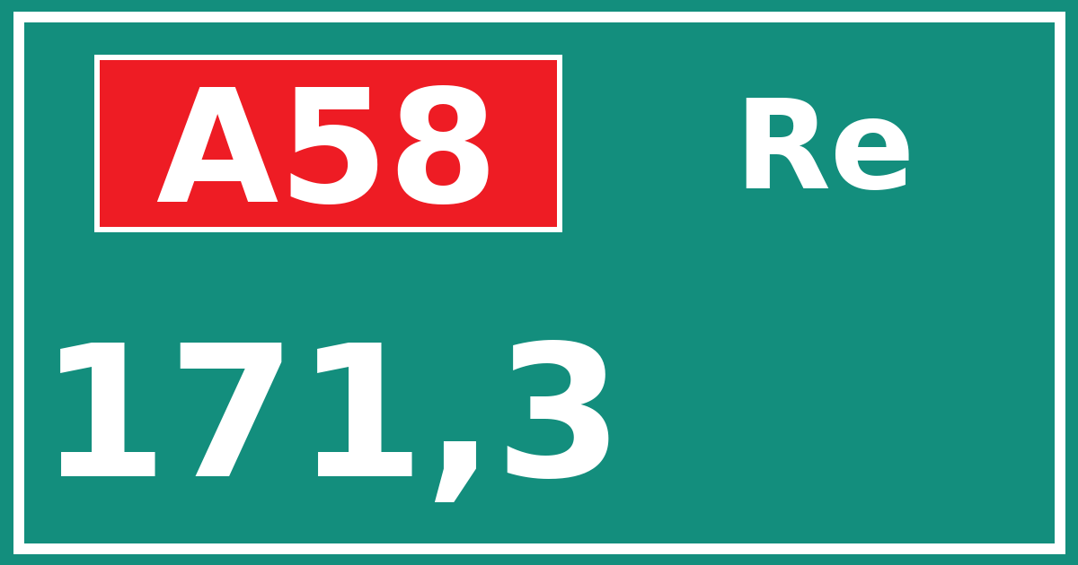 Hectometerbord A58 171,3 zijde Re