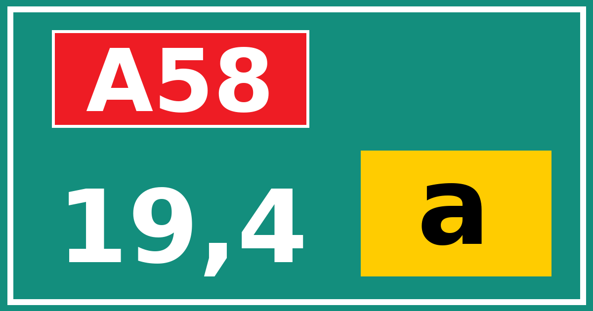 Hectometerbord A58 19,4 letter a
