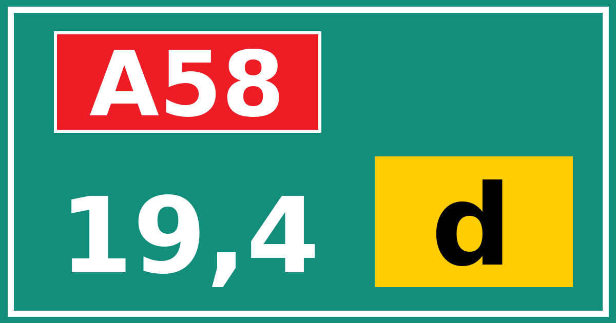 Hectometerbord A58 19,4 letter d