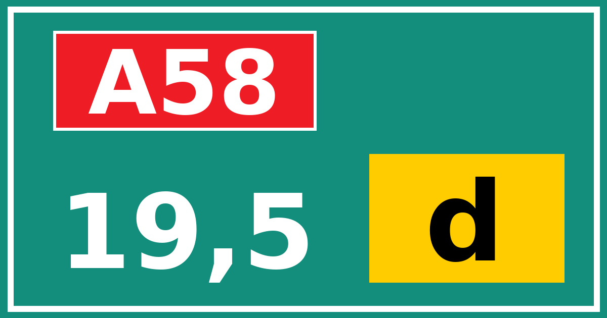 Hectometerbord A58 19,5 letter d