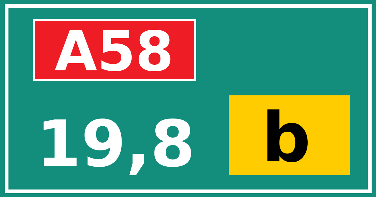 Hectometerbord A58 19,8 letter b