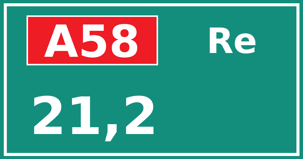 Hectometerbord A58 21,2 zijde Re