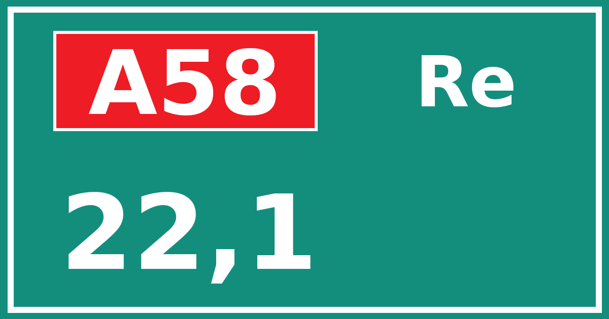 Hectometerbord A58 22,1 zijde Re