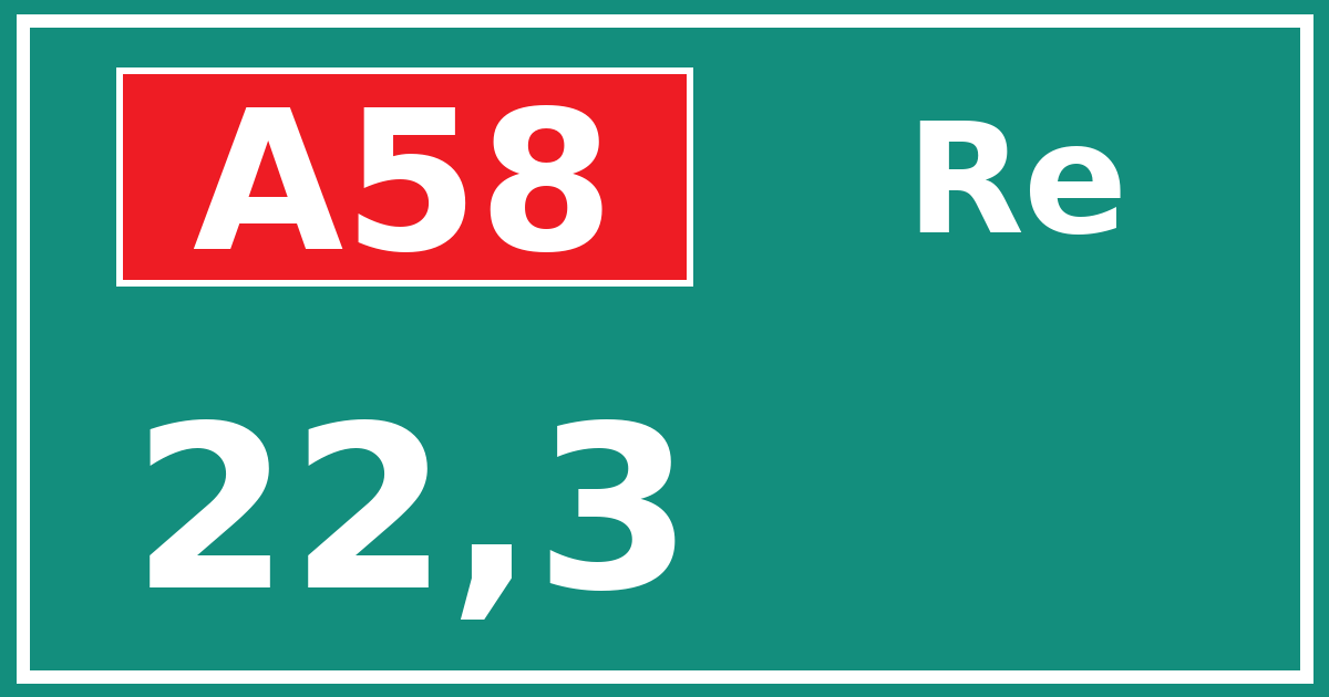 Hectometerbord A58 22,3 zijde Re