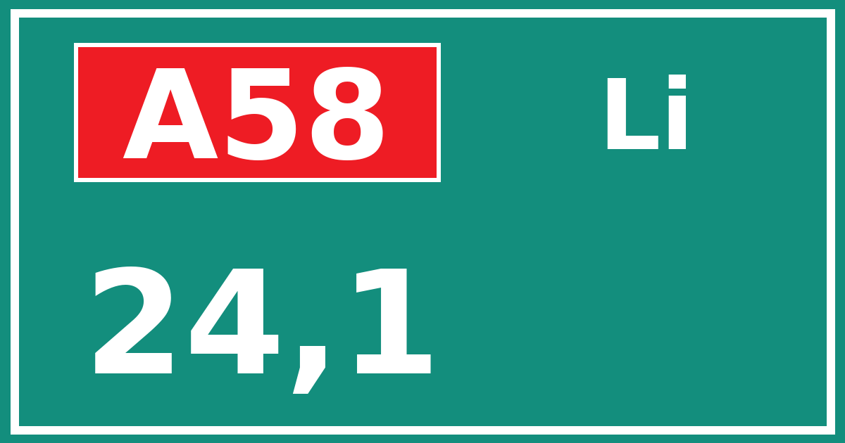 Hectometerbord A58 24,1 zijde Li