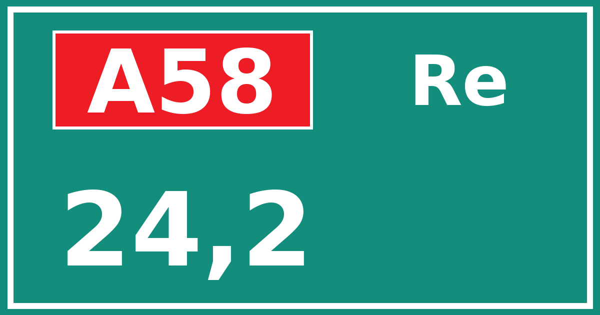 Hectometerbord A58 24,2 zijde Re