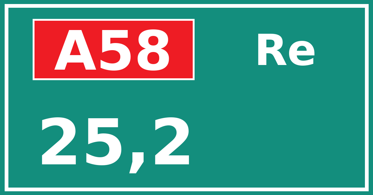 Hectometerbord A58 25,2 zijde Re