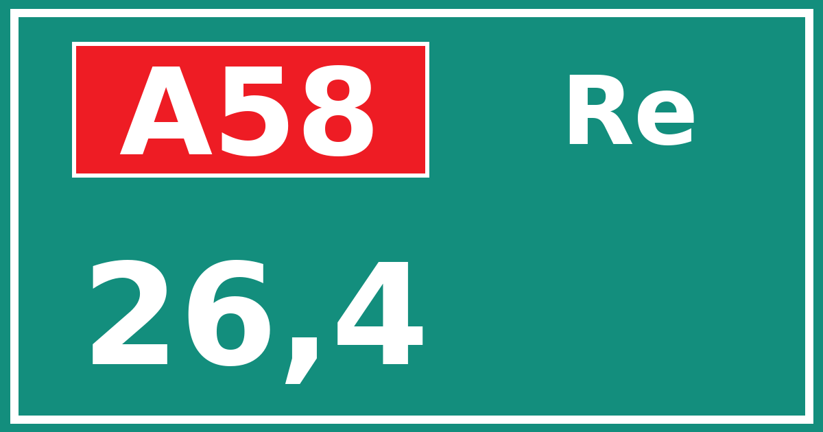 Hectometerbord A58 26,4 zijde Re