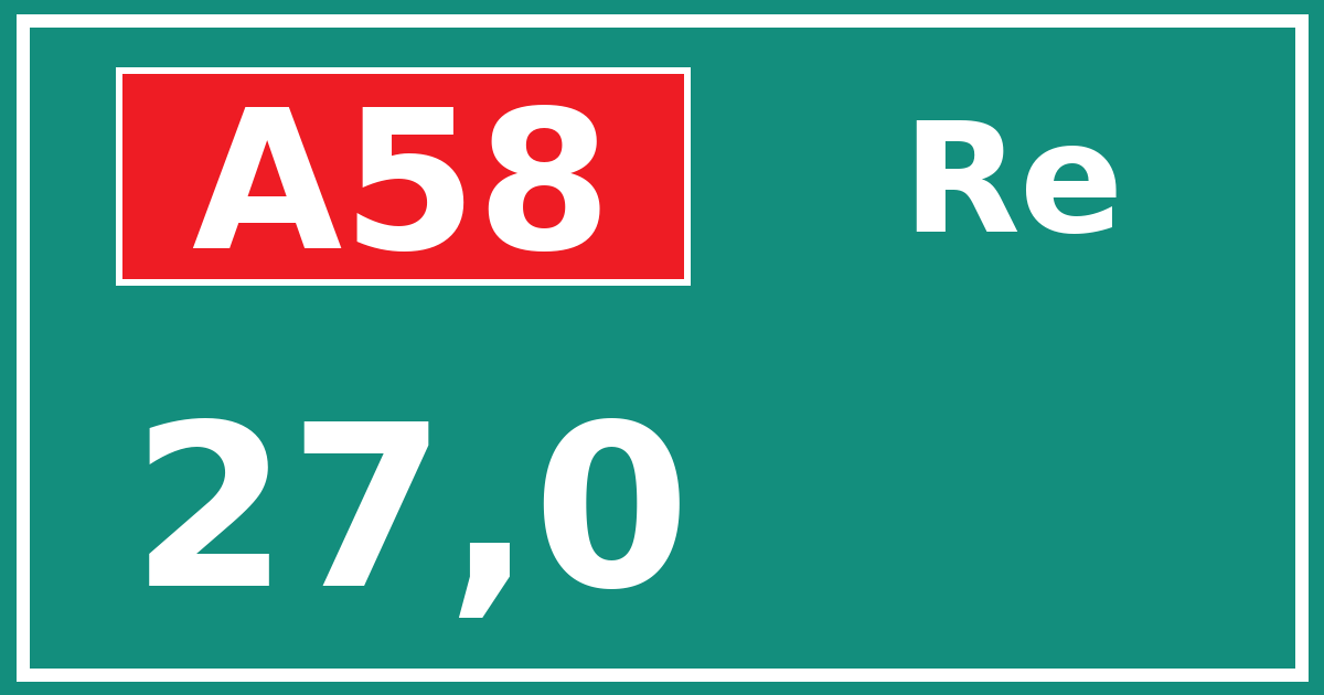 Hectometerbord A58 27,0 zijde Re
