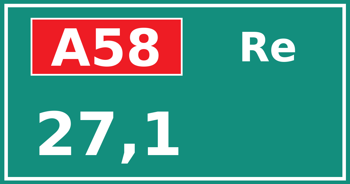Hectometerbord A58 27,1 zijde Re