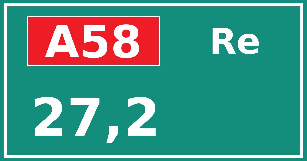 Hectometerbord A58 27,2 zijde Re