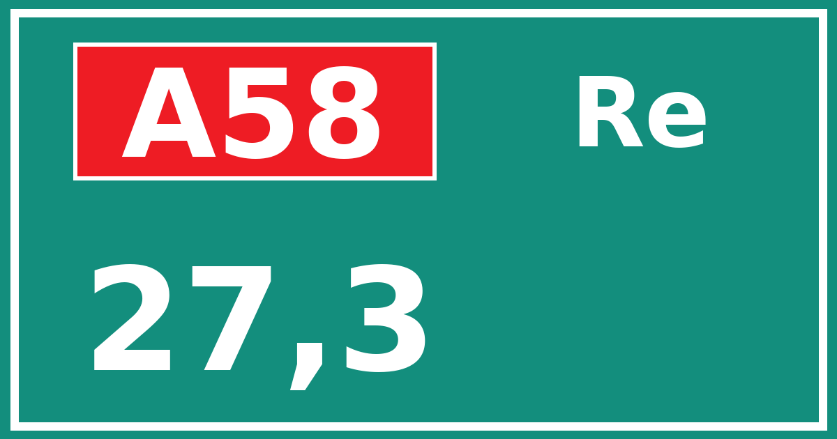 Hectometerbord A58 27,3 zijde Re
