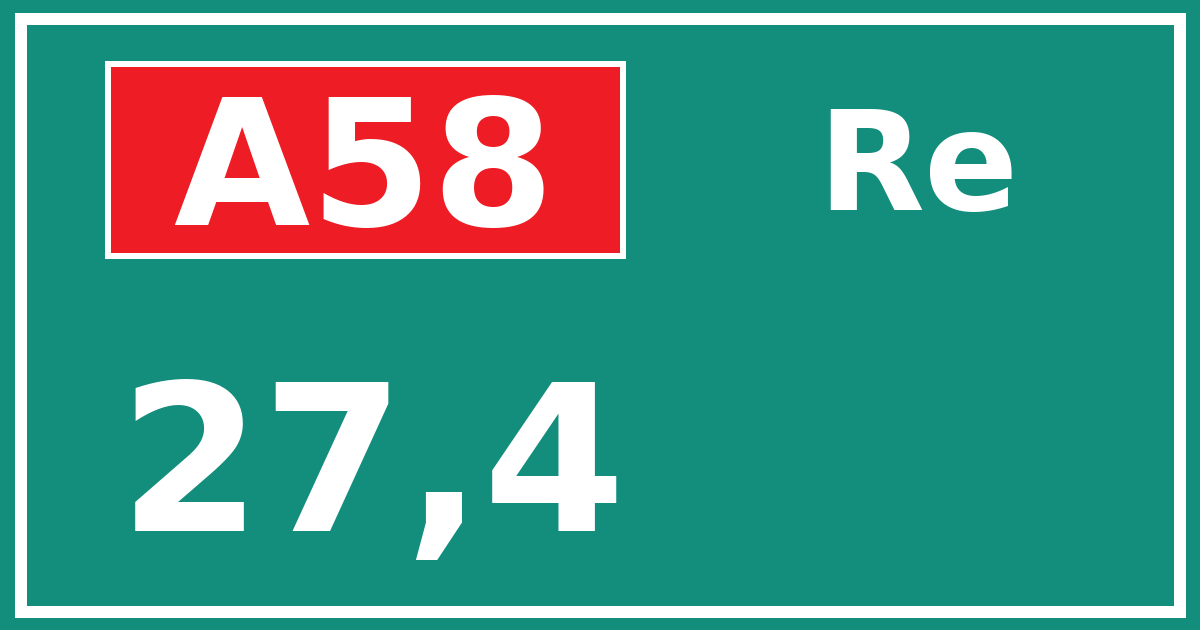 Hectometerbord A58 27,4 zijde Re