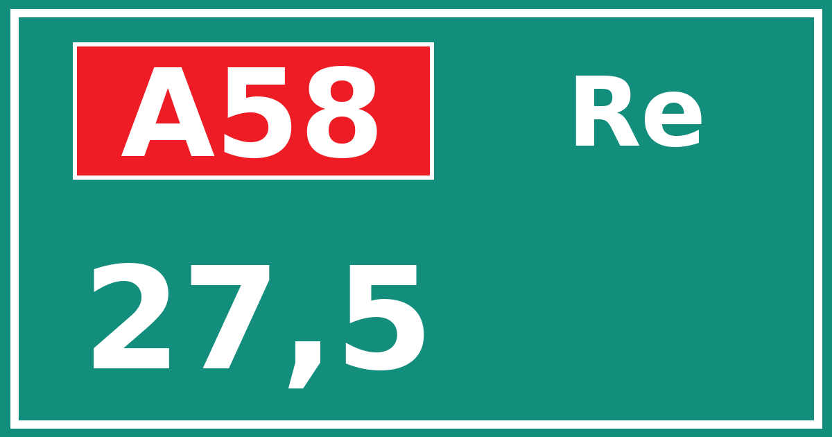 Hectometerbord A58 27,5 zijde Re