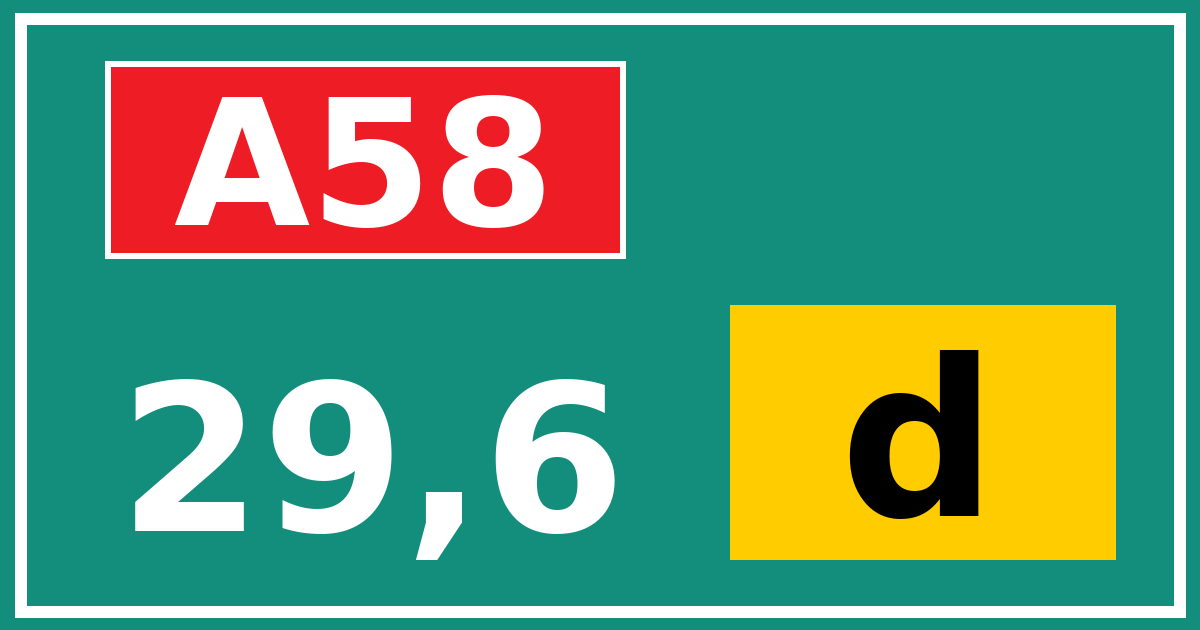 Hectometerbord A58 29,6 letter d