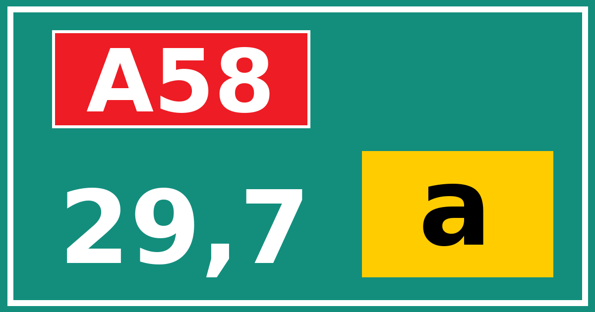 Hectometerbord A58 29,7 letter a
