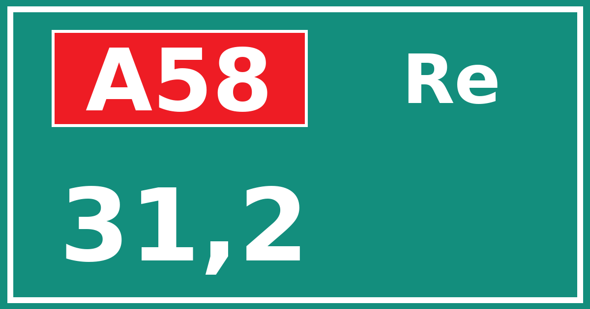 Hectometerbord A58 31,2 zijde Re