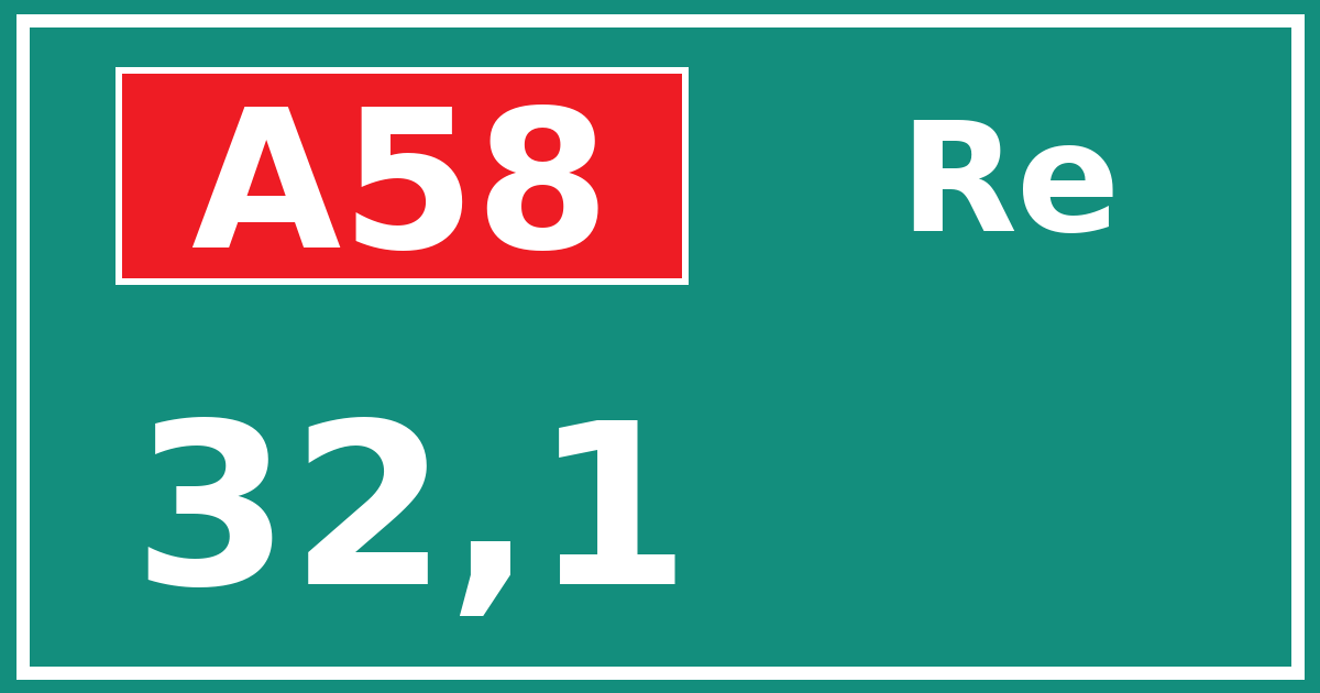 Hectometerbord A58 32,1 zijde Re