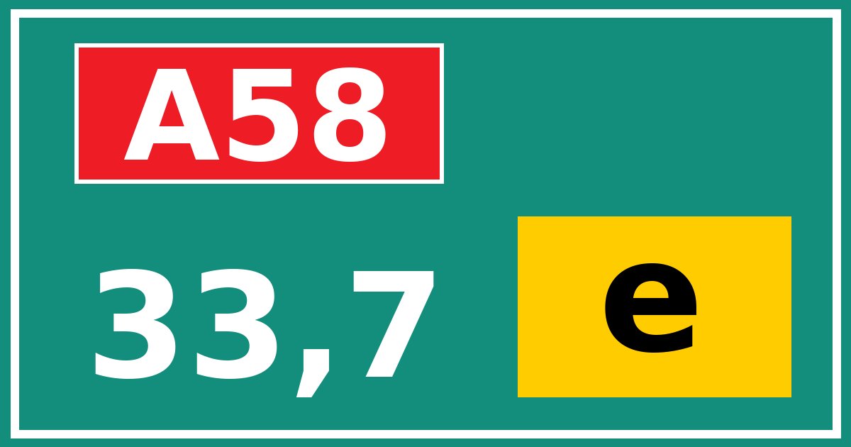 Hectometerbord A58 33,7 letter e