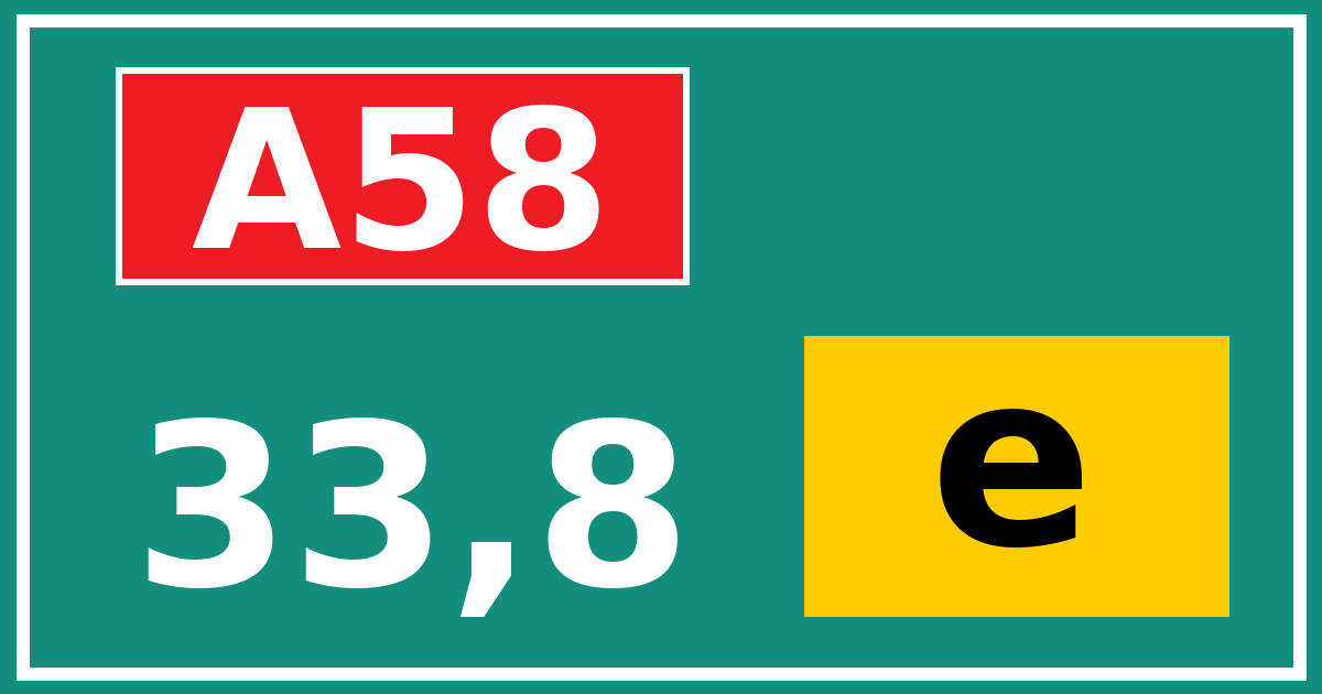 Hectometerbord A58 33,8 letter e
