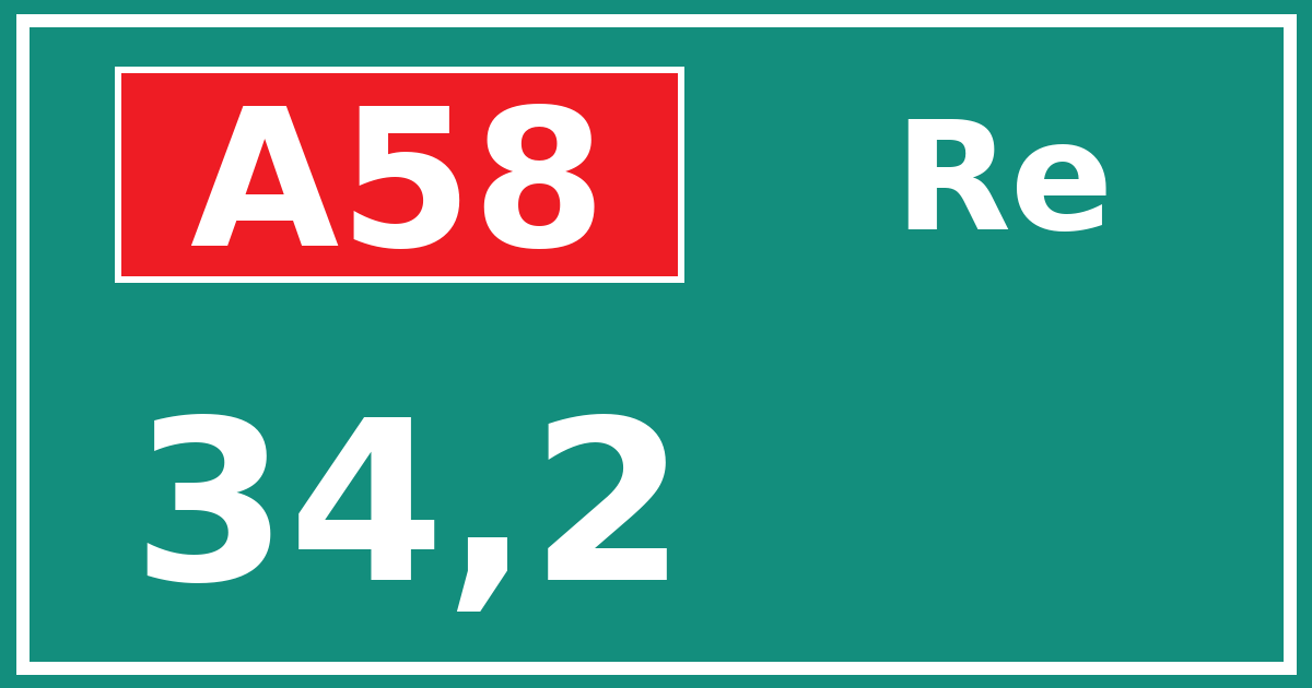 Hectometerbord A58 34,2 zijde Re