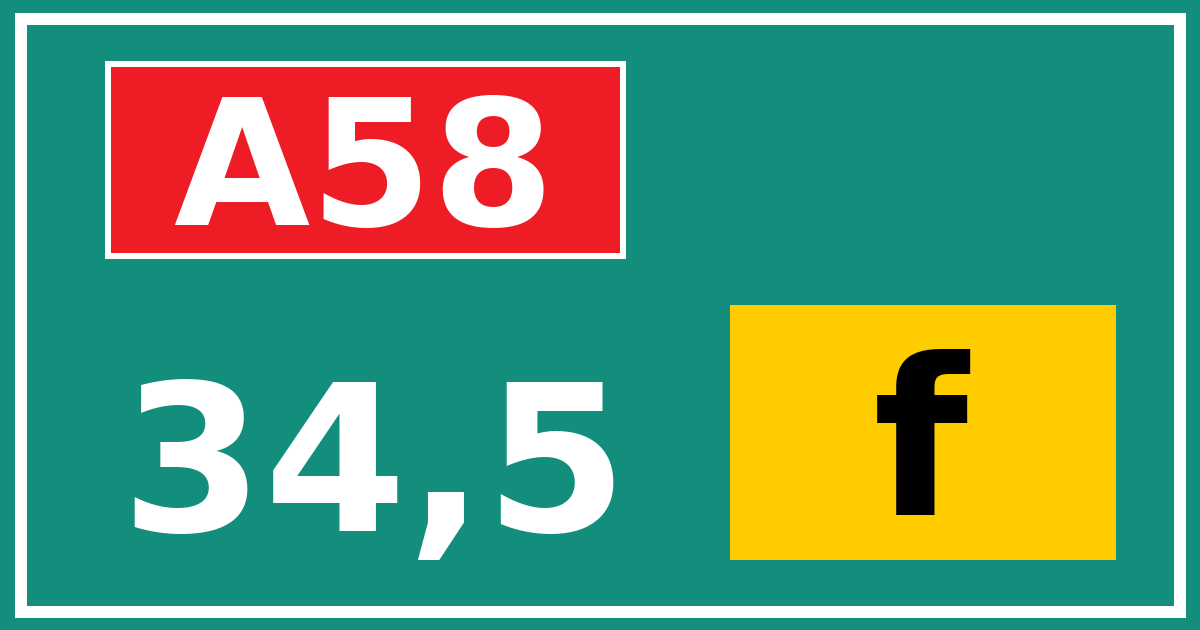 Hectometerbord A58 34,5 letter f