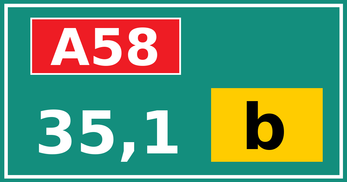 Hectometerbord A58 35,1 letter b