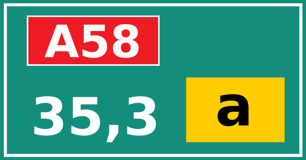 Hectometerbord A58 35,3 letter a