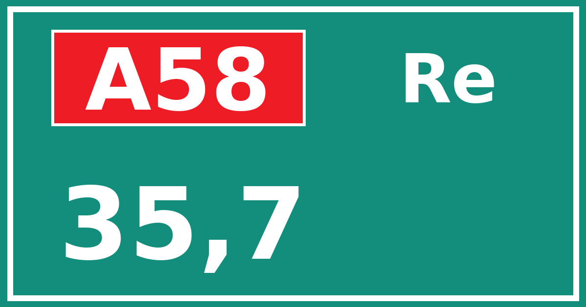 Hectometerbord A58 35,7 zijde Re