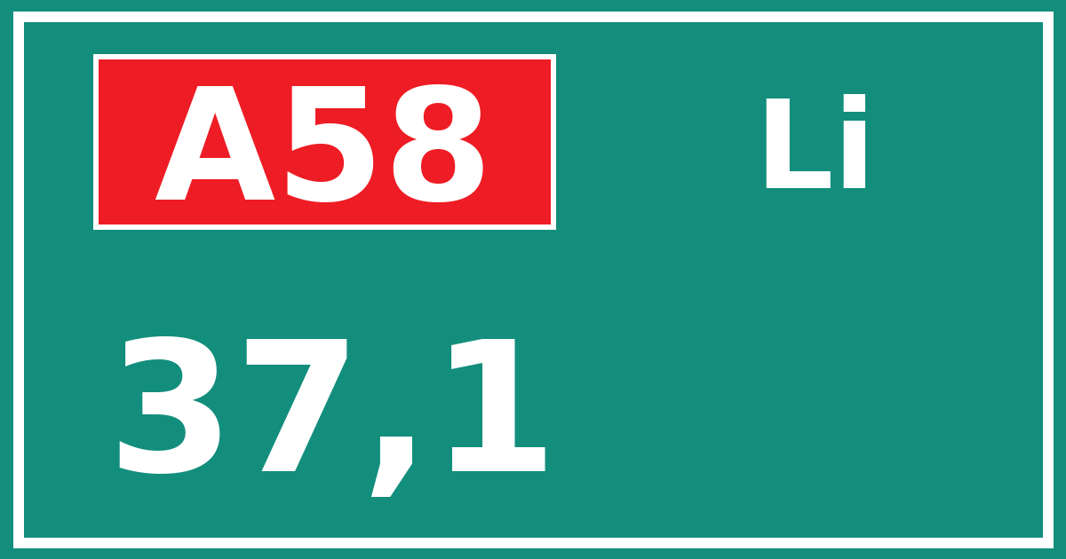 Hectometerbord A58 37,1 zijde Li
