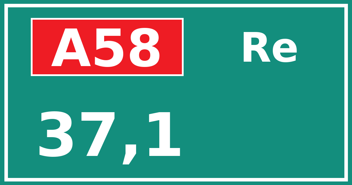 Hectometerbord A58 37,1 zijde Re
