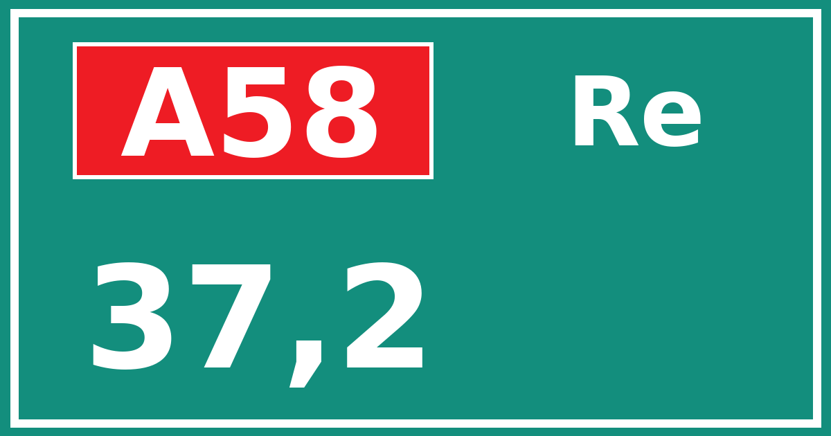 Hectometerbord A58 37,2 zijde Re