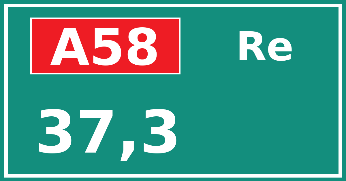Hectometerbord A58 37,3 zijde Re
