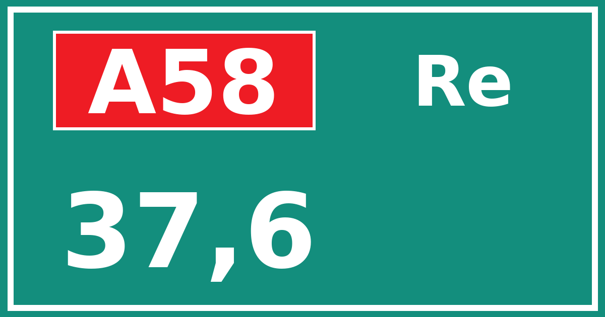 Hectometerbord A58 37,6 zijde Re