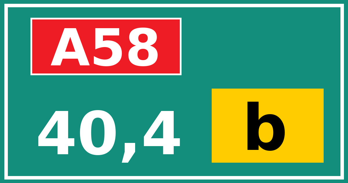 Hectometerbord A58 40,4 letter b