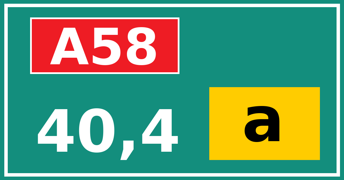 Hectometerbord A58 40,4 letter a