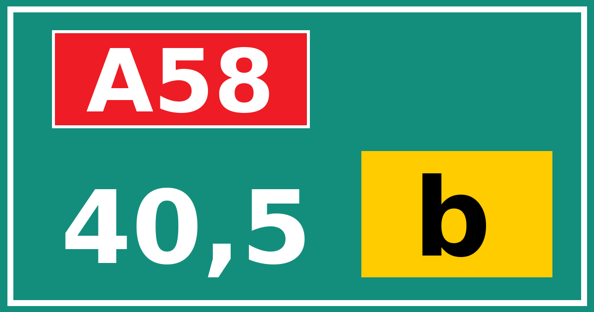 Hectometerbord A58 40,5 letter b