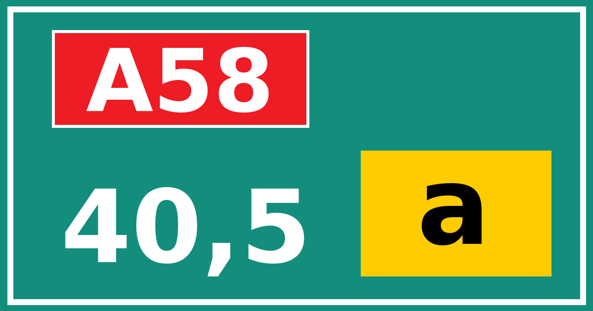 Hectometerbord A58 40,5 letter a