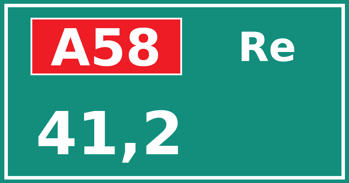 Hectometerbord A58 41,2 zijde Re