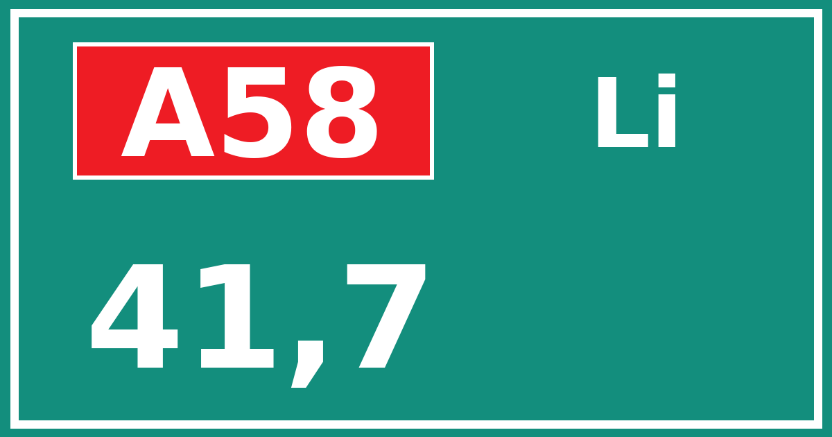 Hectometerbord A58 41,7 zijde Li