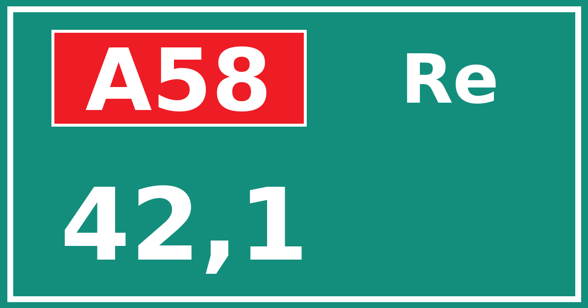 Hectometerbord A58 42,1 zijde Re