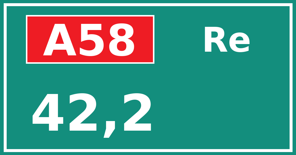 Hectometerbord A58 42,2 zijde Re