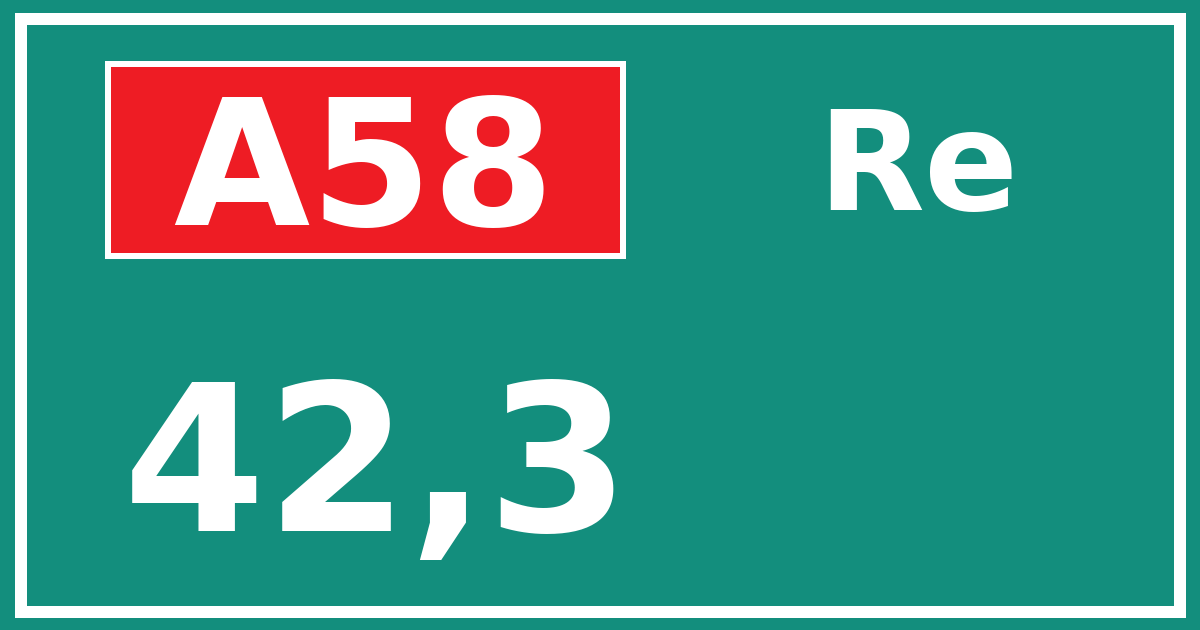 Hectometerbord A58 42,3 zijde Re