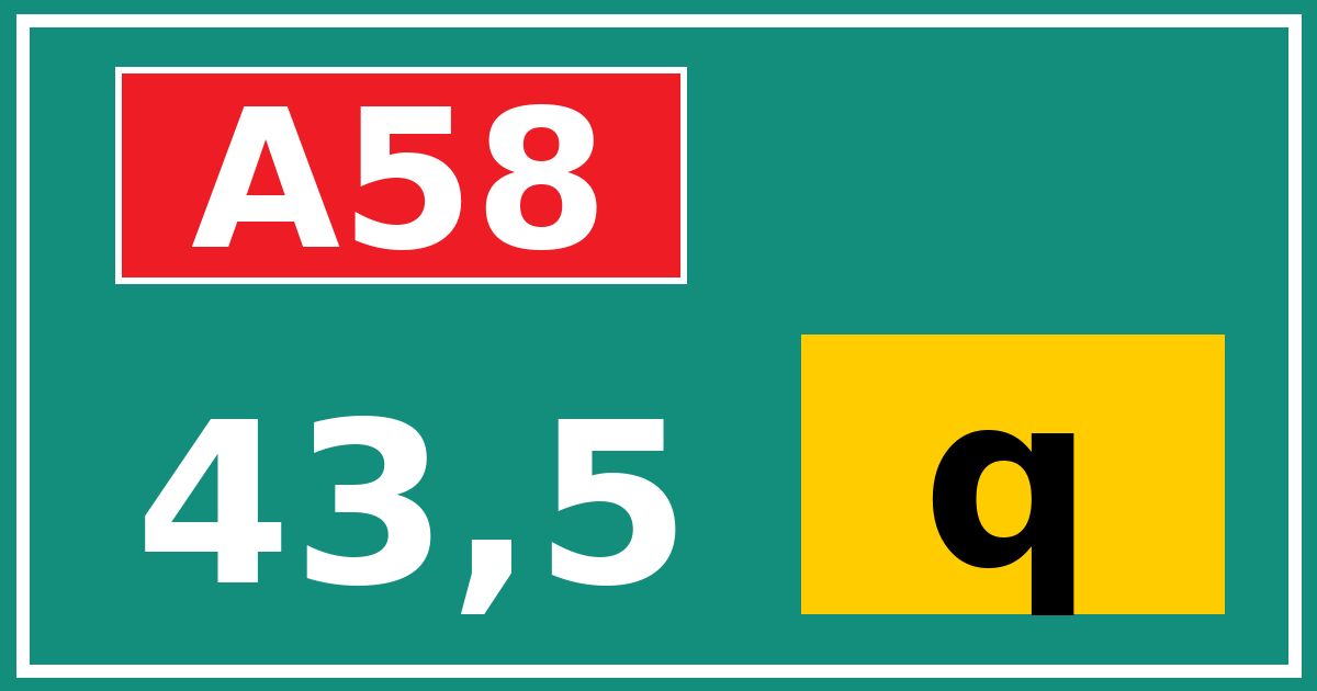 Hectometerbord A58 43,5 letter q