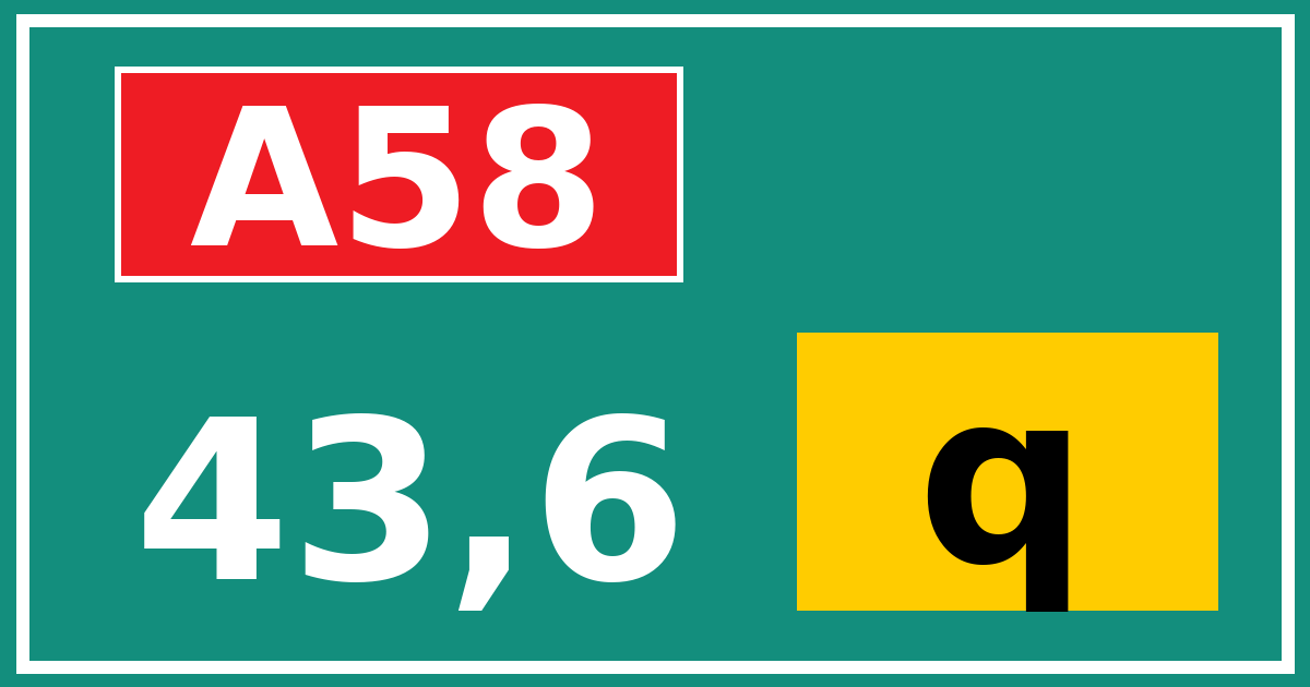 Hectometerbord A58 43,6 letter q