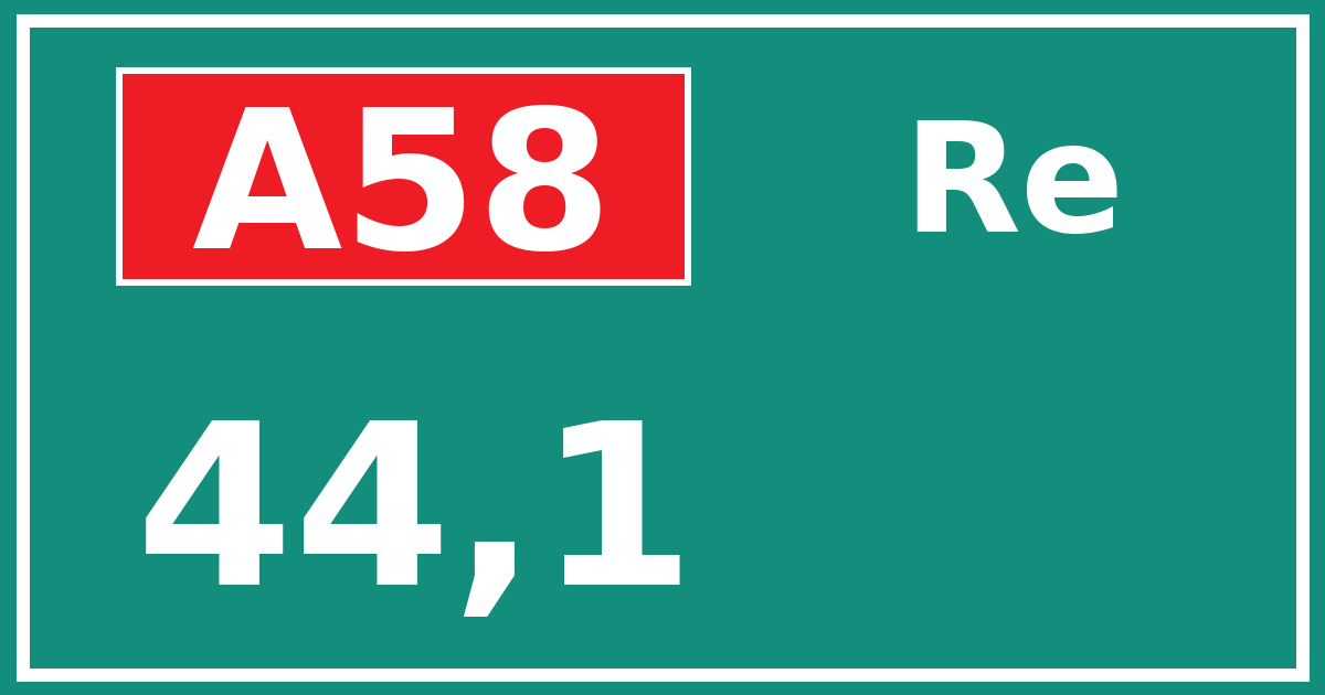 Hectometerbord A58 44,1 zijde Re