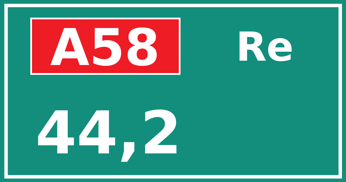 Hectometerbord A58 44,2 zijde Re