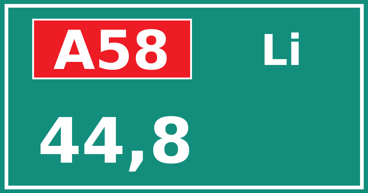 Hectometerbord A58 44,8 zijde Li